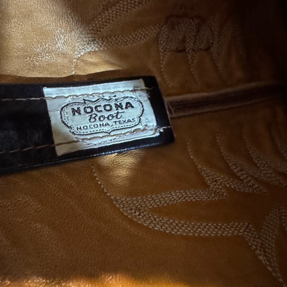 Nocona Vintage Brown with Black Shaft Western Cowboy Boots Size 10D - Picture 10 of 12